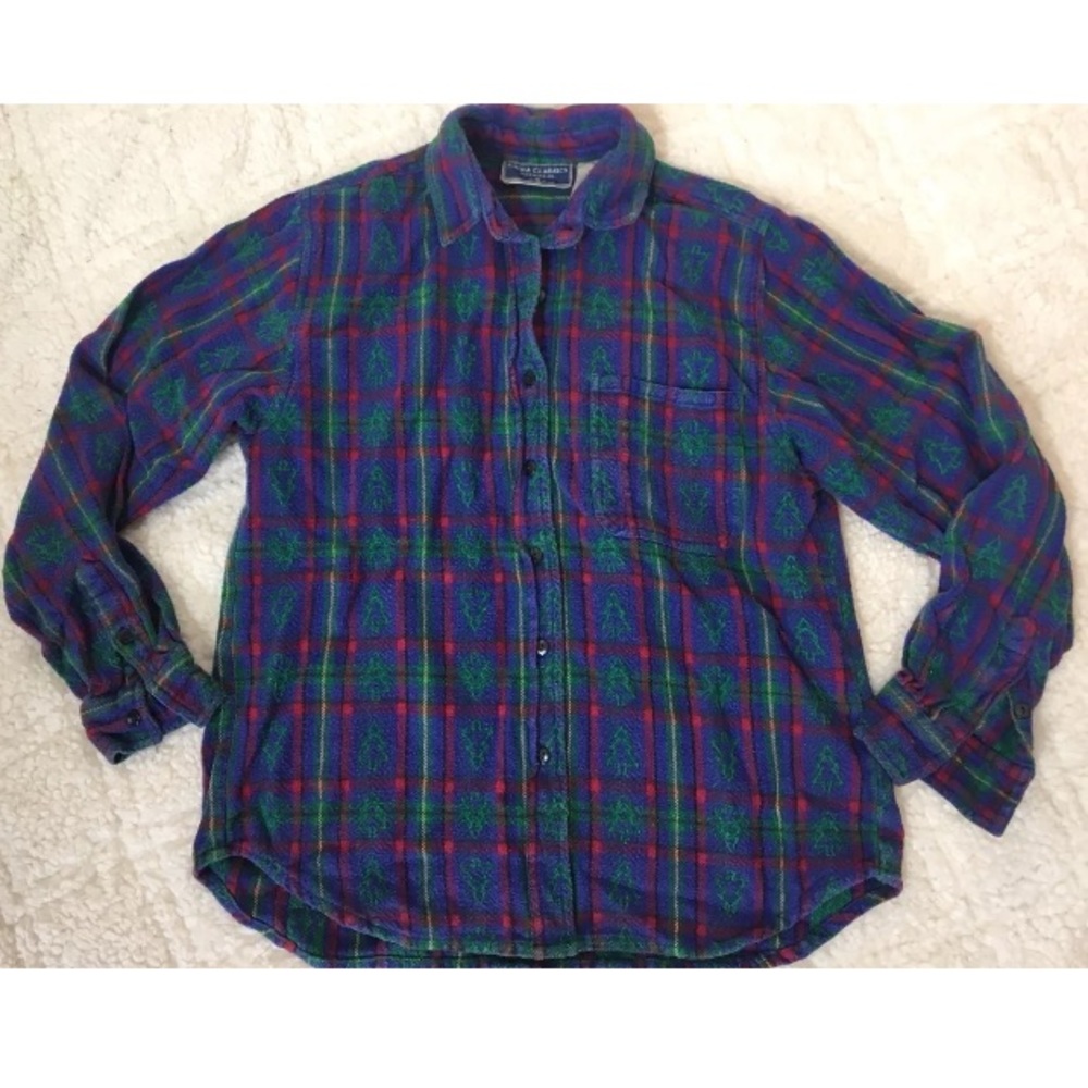 SOLD! Vintage Erika Classics Holiday Tree Plaid Flannel
